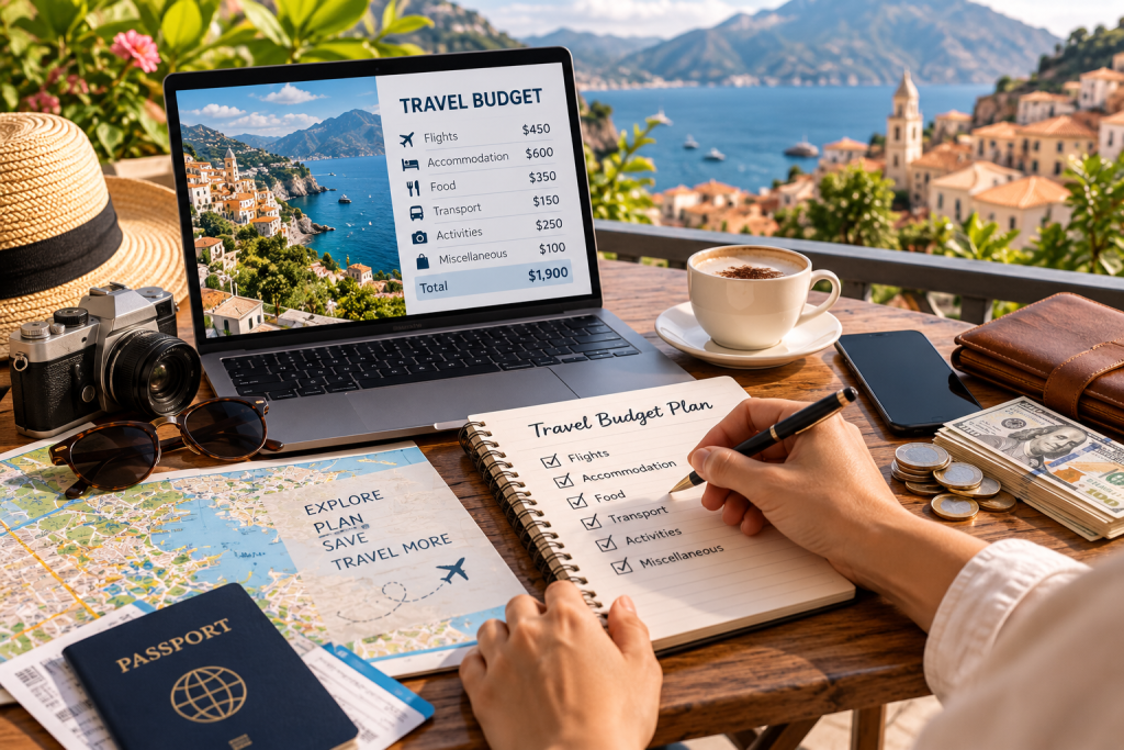 Travel budgeting plan for tracking trip expenses and saving money
